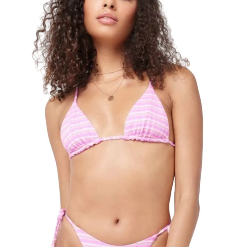L*Space Brittany Bikini Top - Electric Pique Stripe NWT Size Large